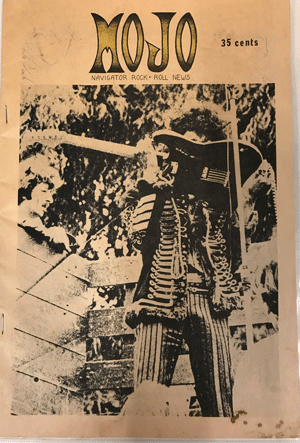 A 1967 fanzine produced using a mimeograph. This is a rock and roll bulletin with Jimi Hendrix on the cover.