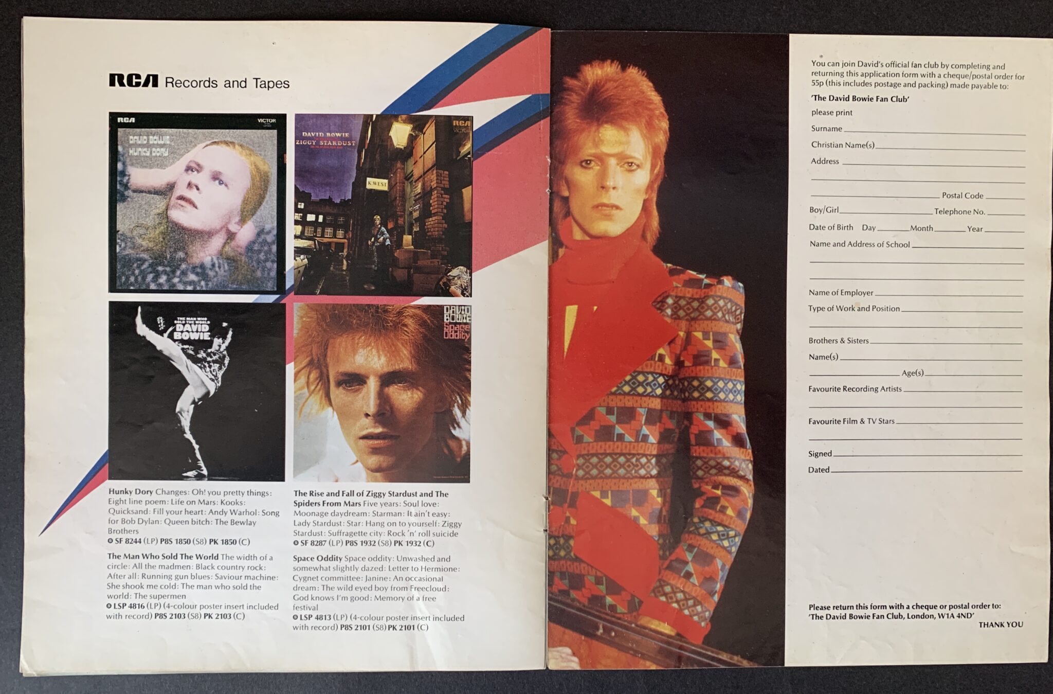 David Bowie Ziggy Stardust Aladdin Sane 1973 Uk Tour Programme Pleasures Of Past Times 8787