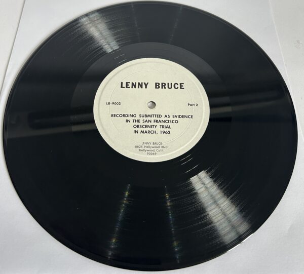 Lenny Bruce 1964 10" 331/3 RPM record - self pressed: Recording Submitted As Evidence In The San Francisco Obscenity Trial In March, 1962